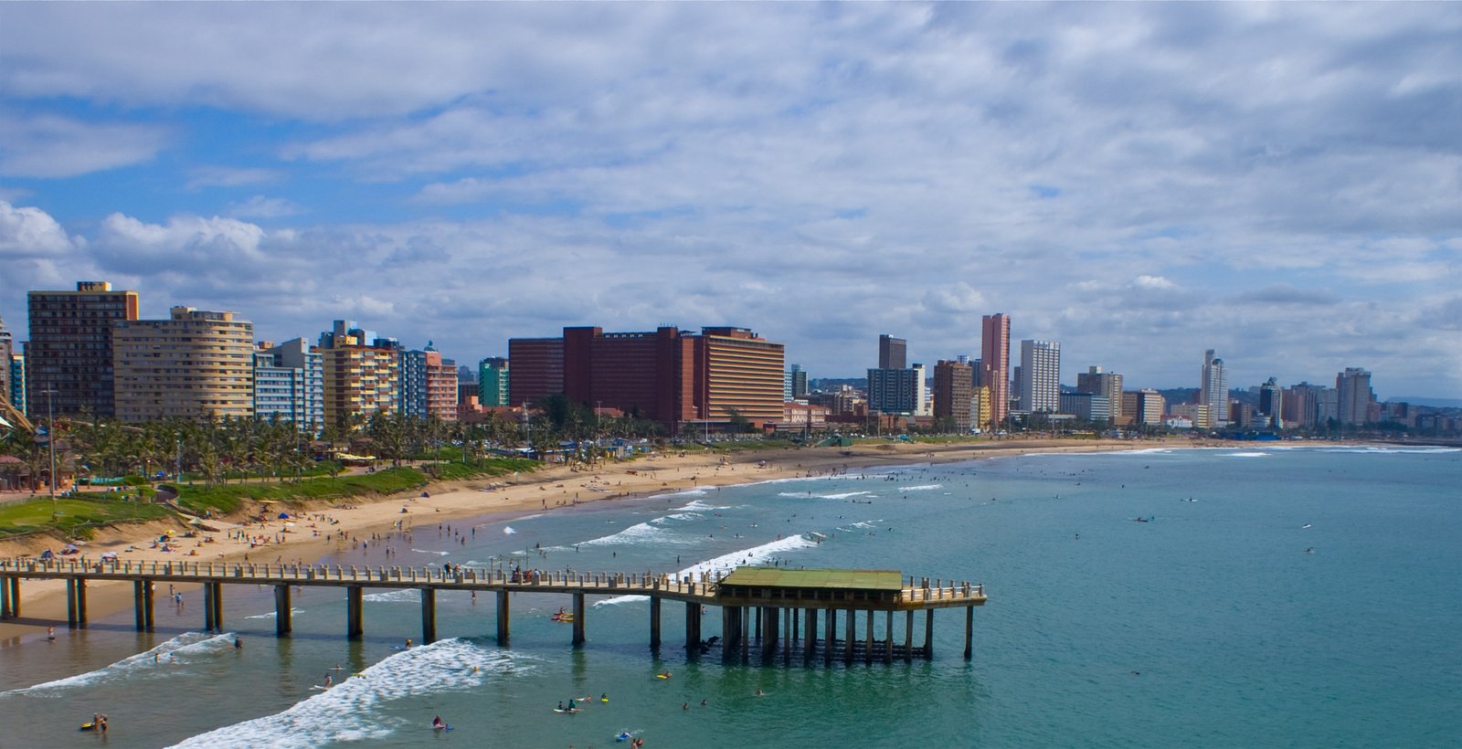 Durban beachfront and Golden Mile along the Indian Ocean